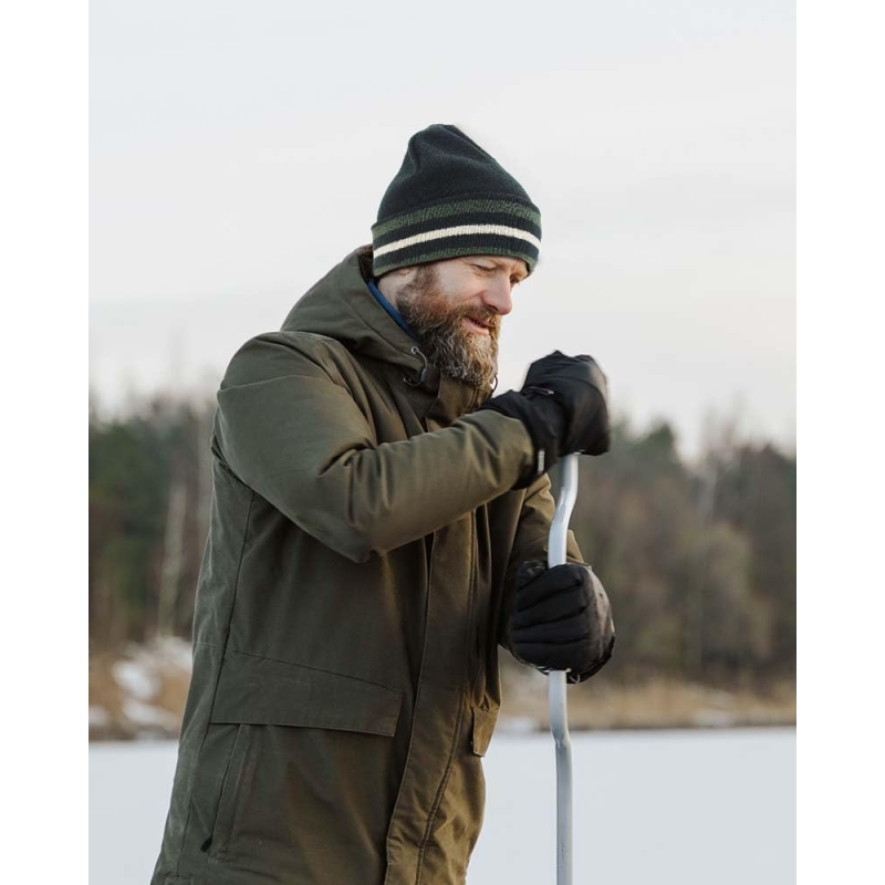 KNITDAY Men's Black Cuffed Running Golf Beanie Winter Hat for Men, Knitted Stripes Headband Pattern Cuff Beenie Skull Cap - Image 5